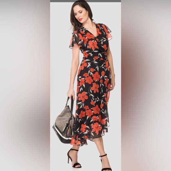 Joseph Ribkoff Summer Floral print wrap dress - Picture 3 of 7